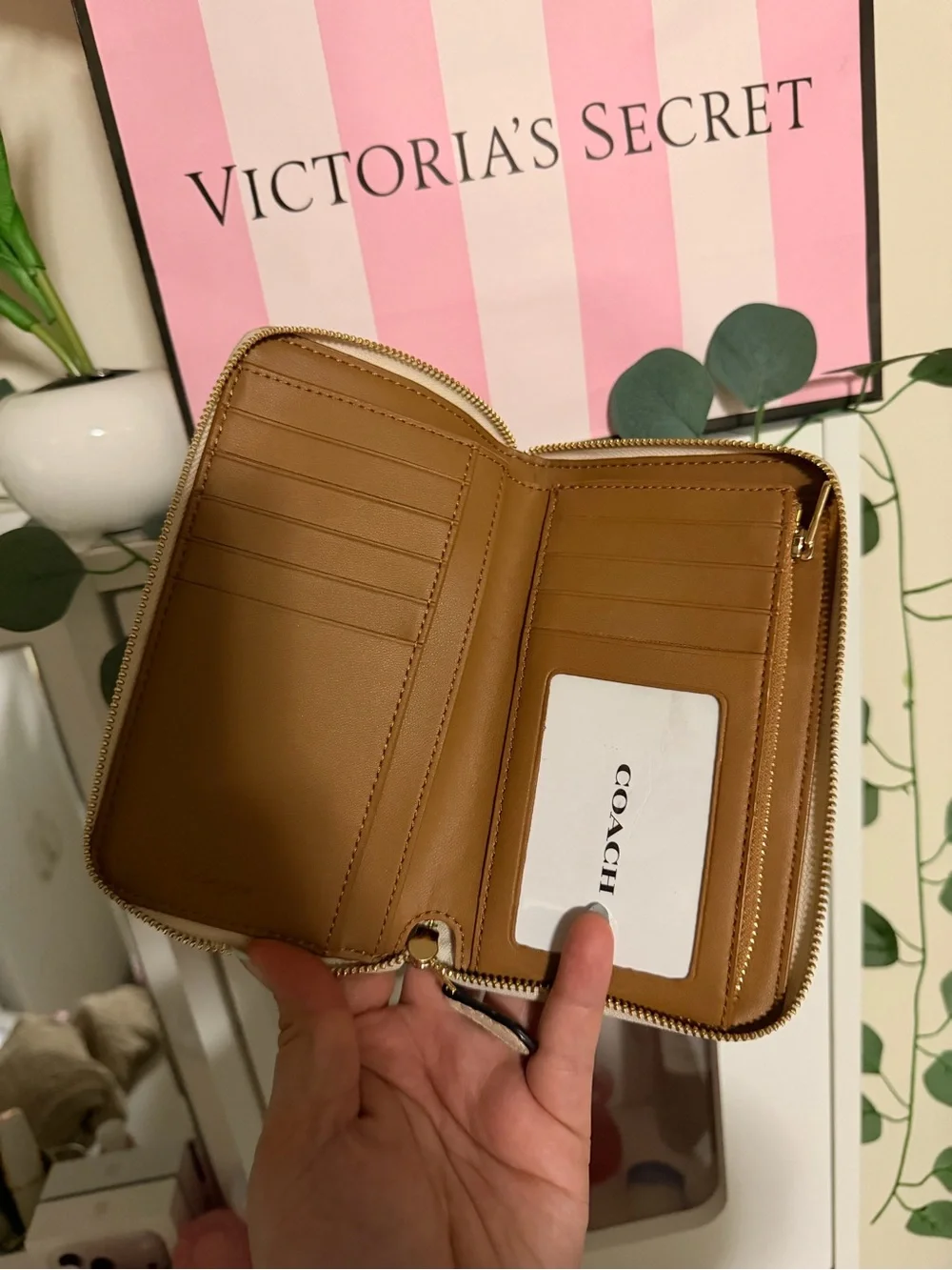 Coach Cream Pebbled Leather Tote with Gold Hardware + Wallet